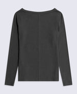 Leah Womens Boat Neck Long Sleeve Top - Black