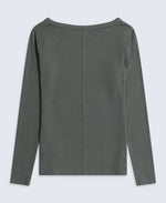 Leah Womens Boat Neck Long Sleeve Top - Khaki