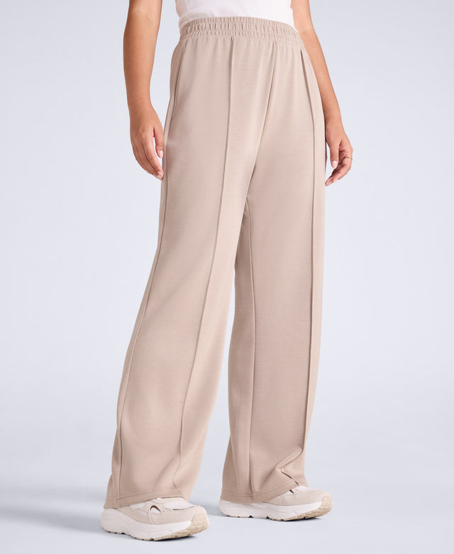 Womens Travel Scuba Straight Leg Joggers - Beige