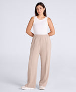 Womens Travel Scuba Straight Leg Joggers - Beige