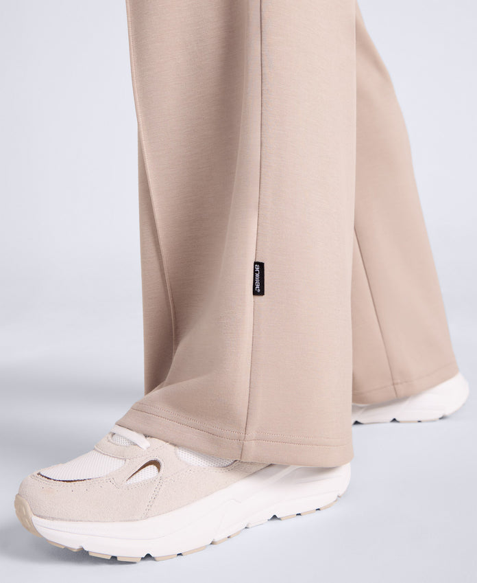 Womens Travel Scuba Straight Leg Joggers - Beige