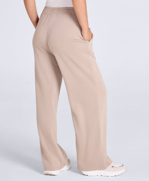 Womens Travel Scuba Straight Leg Joggers - Beige