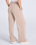 Womens Travel Scuba Straight Leg Joggers - Beige