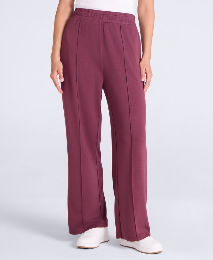 Womens Travel Scuba Straight Leg Joggers - Burgundy