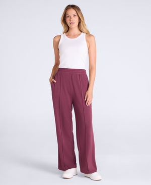 Womens Travel Scuba Straight Leg Joggers - Burgundy