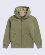 Samuel Fur Lined Kids Full Zip Hoodie - Khaki