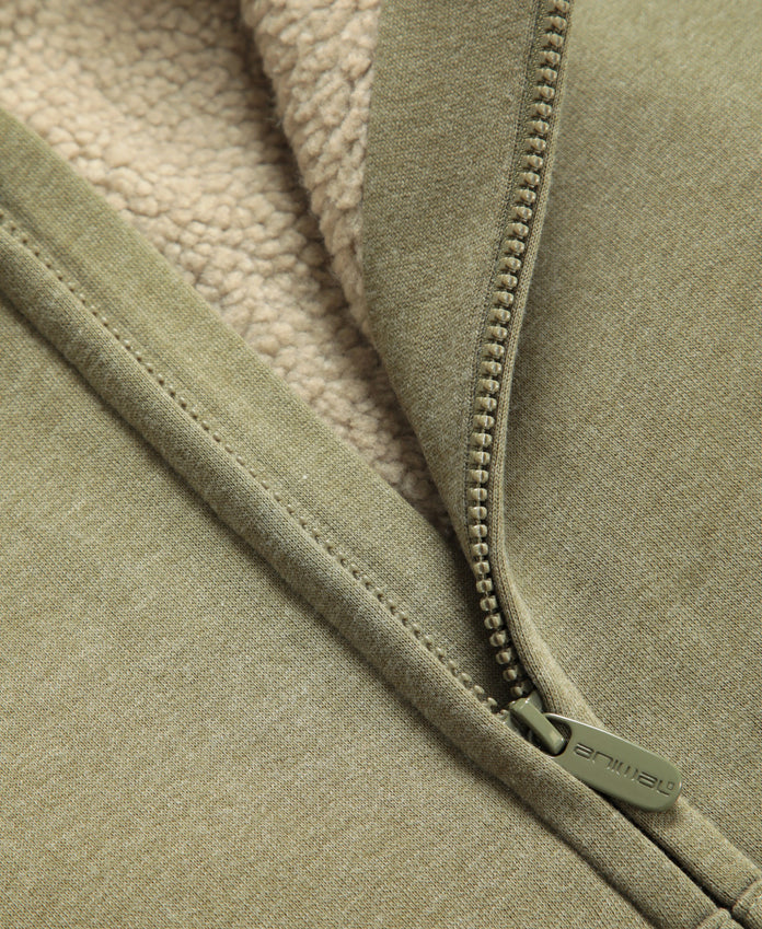 Samuel Fur Lined Kids Full Zip Hoodie - Khaki
