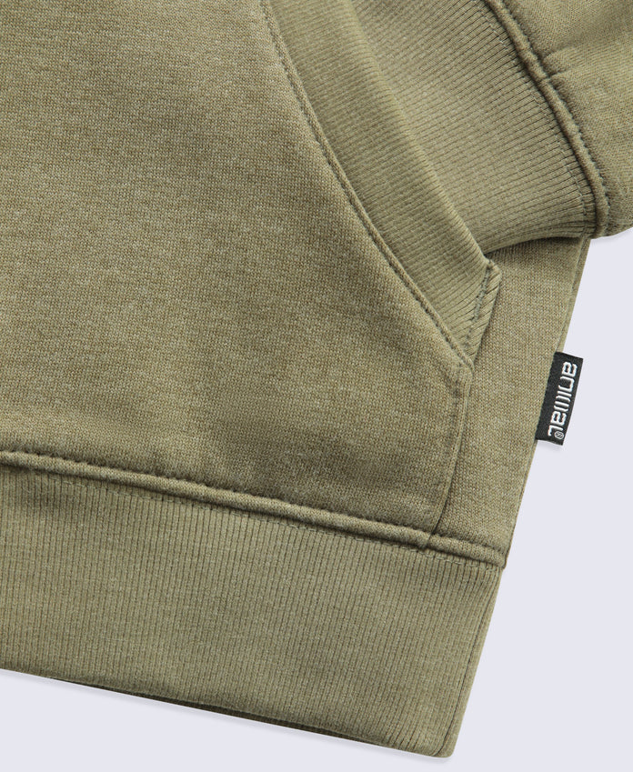 Samuel Fur Lined Kids Full Zip Hoodie - Khaki
