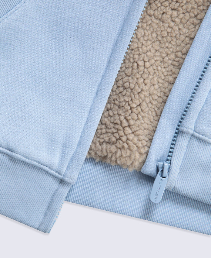 Zuri Fur Lined Kids Full Zip Hoodie - Blue