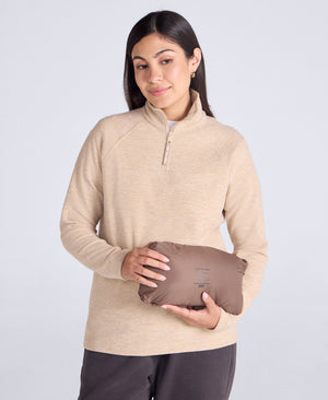 Womens Lightweight Down Long Packable Jacket - Brown