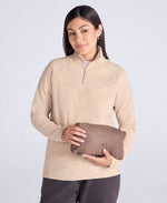 Womens Lightweight Down Long Packable Jacket - Brown