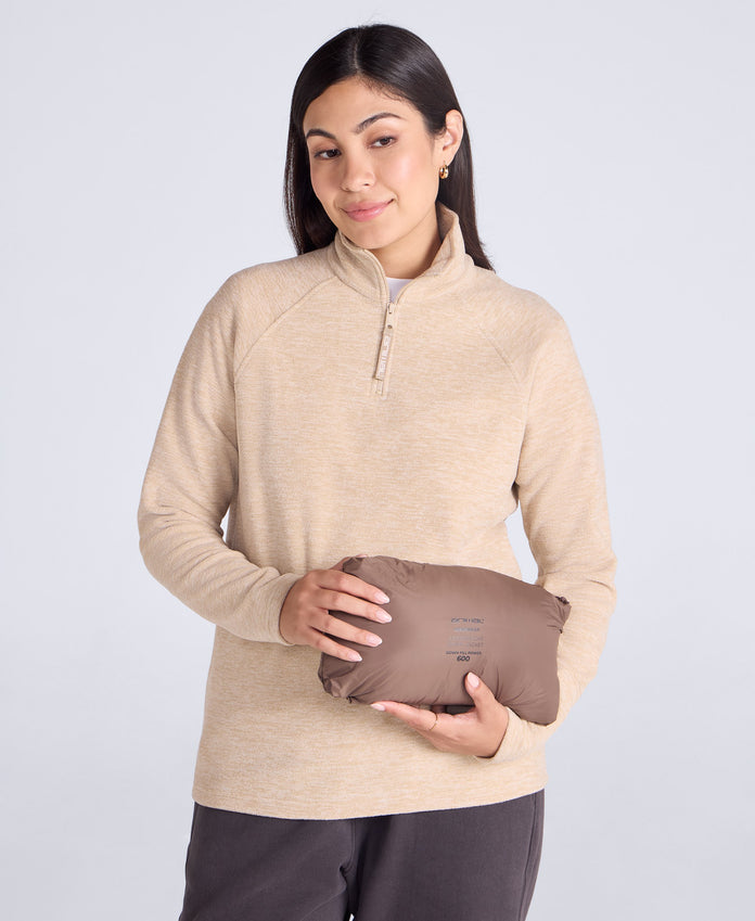 Womens Lightweight Down Long Packable Jacket - Brown