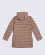 Womens Lightweight Down Long Packable Jacket - Brown