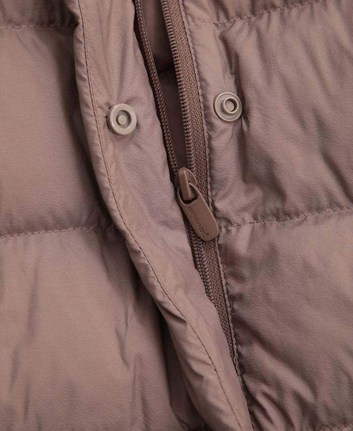 Womens Lightweight Down Long Packable Jacket - Brown