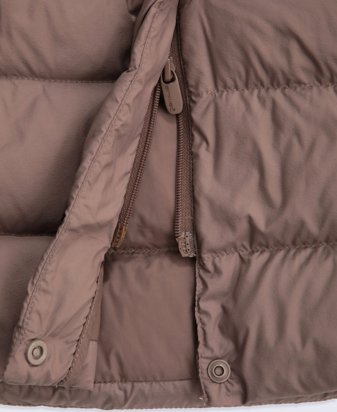 Womens Lightweight Down Long Packable Jacket - Brown