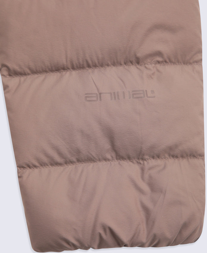 Womens Lightweight Down Long Packable Jacket - Brown