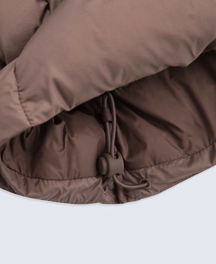 Womens Lightweight Down Long Packable Jacket - Brown