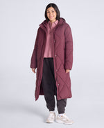 Cindy Womens Long Padded Coat - Burgundy