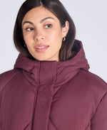 Cindy Womens Long Padded Coat - Burgundy