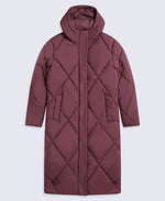 Cindy Womens Long Padded Coat - Burgundy