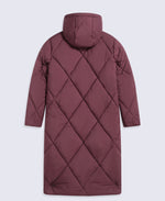Cindy Womens Long Padded Coat - Burgundy