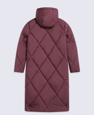 Cindy Womens Long Padded Coat - Burgundy