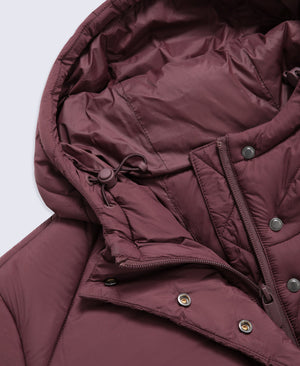 Cindy Womens Long Padded Coat - Burgundy