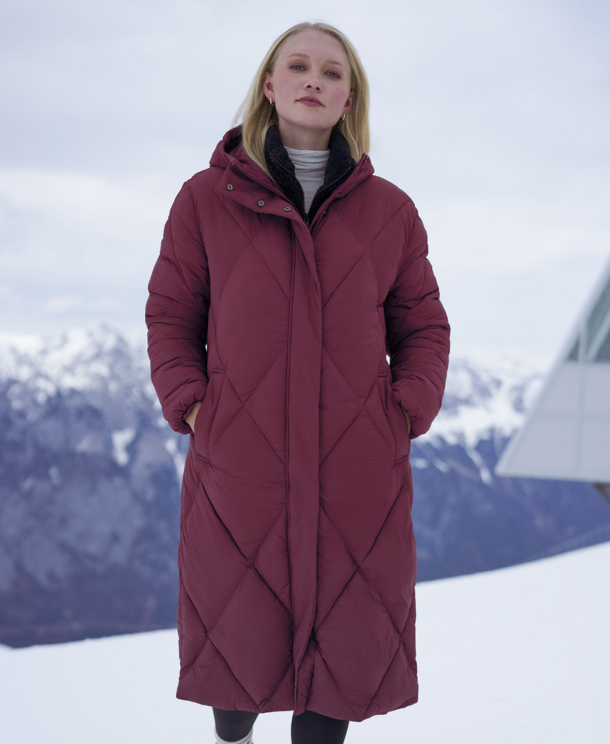 Cindy Womens Long Padded Coat - Burgundy