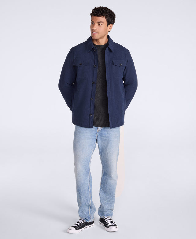 Timber Mens Cord Fleece Lined Shirt - Navy