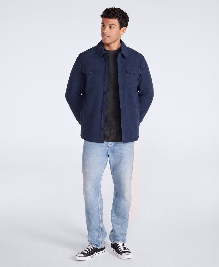 Timber Mens Cord Fleece Lined Shirt - Navy