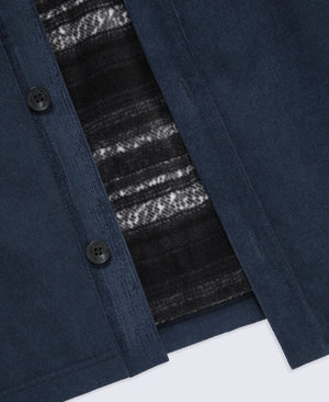 Timber Mens Cord Fleece Lined Shirt - Navy
