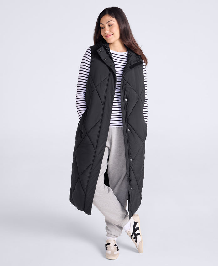 Cindy Women’s Longline Gilet - Jet Black