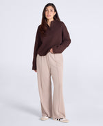 Hayleigh Waffle Long Sleeve Top - Brown