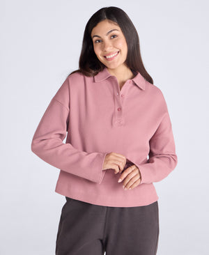 Hayleigh Waffle Long Sleeve Top - Pink
