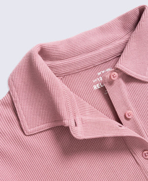 Hayleigh Waffle Long Sleeve Top - Pink