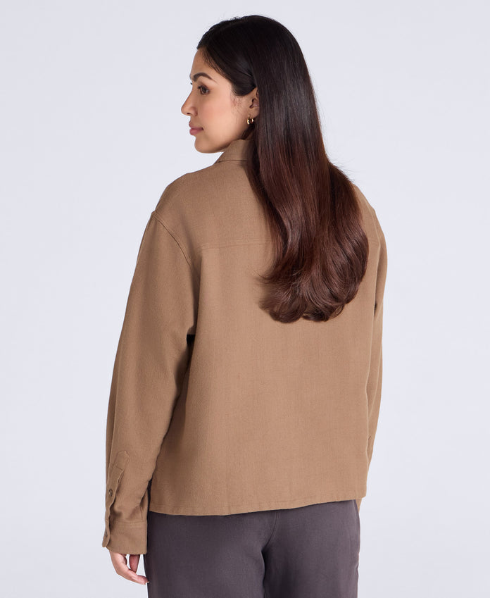 Mia Womens Boxy Shirt - Light Brown