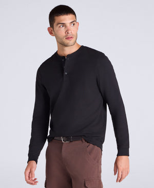 Noah Mens Supersoft Henley T Shirt - Black