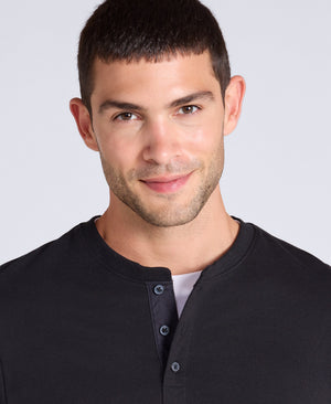 Noah Mens Supersoft Henley T Shirt - Black