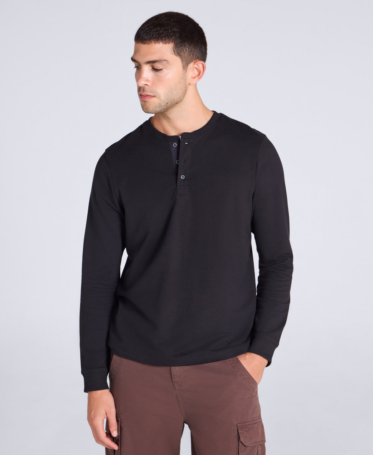 Noah Mens Supersoft Henley T Shirt - Black