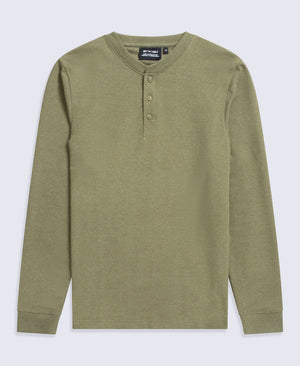 Noah Mens Supersoft Henley T Shirt - Khaki