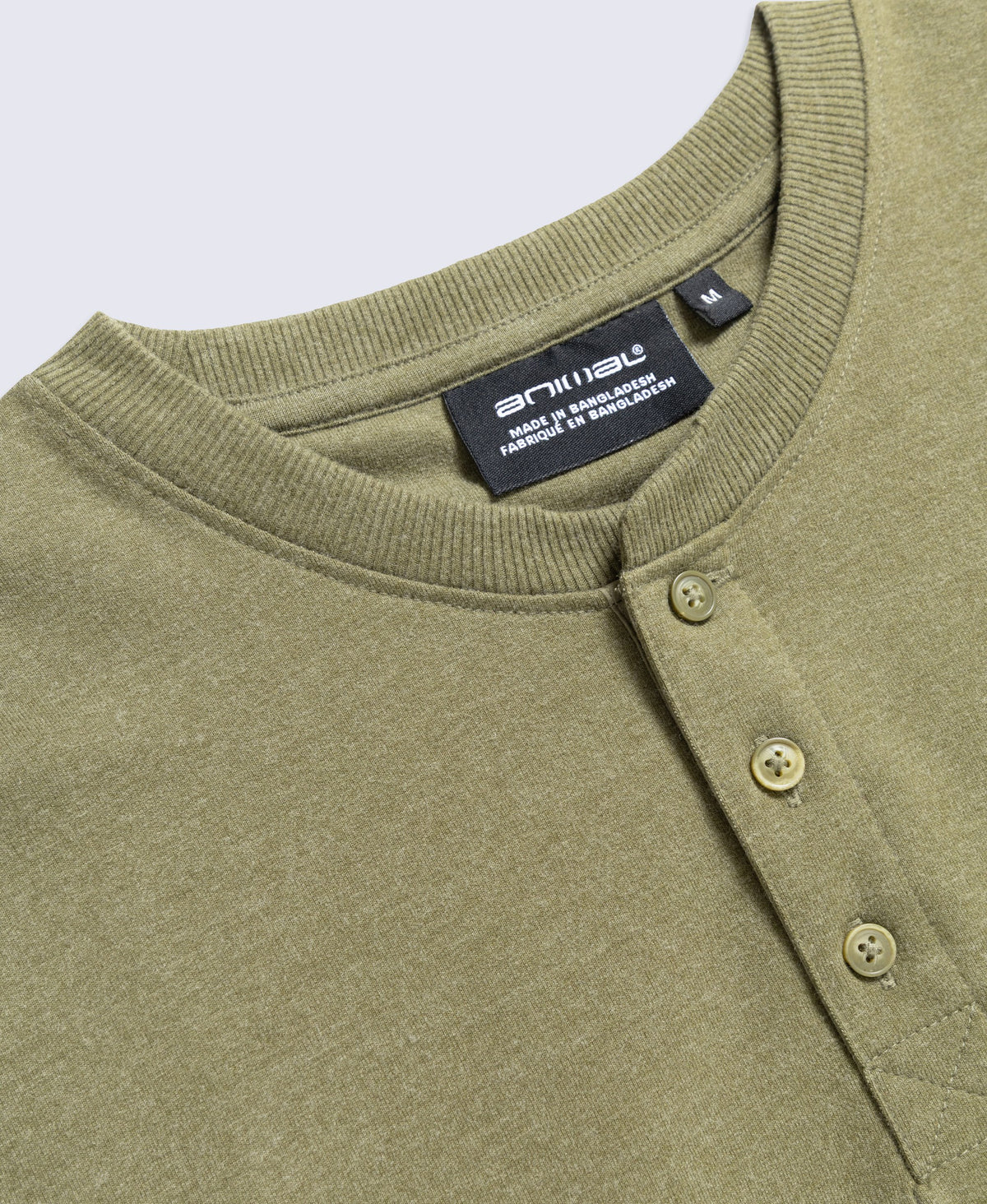 Noah Mens Supersoft Henley T Shirt - Khaki
