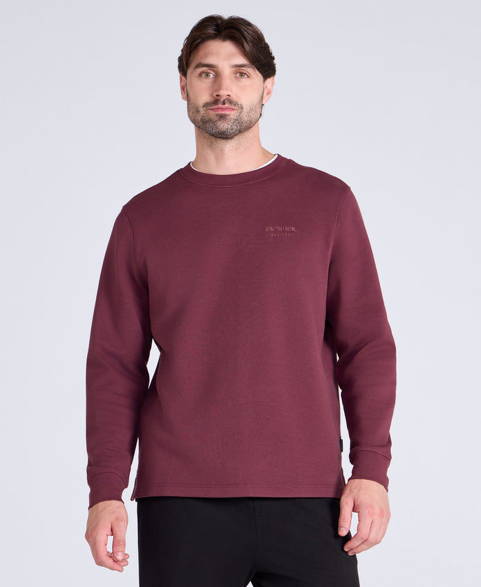 Jude Mens Travel Long Sleeve Crew - Dark Burgundy
