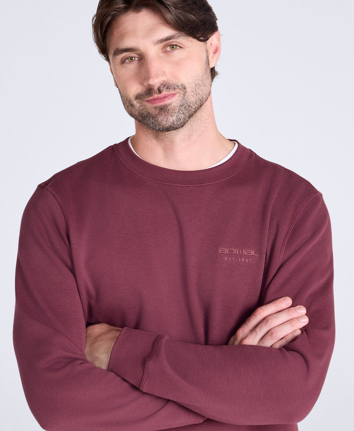 Jude Mens Travel Long Sleeve Crew - Dark Burgundy