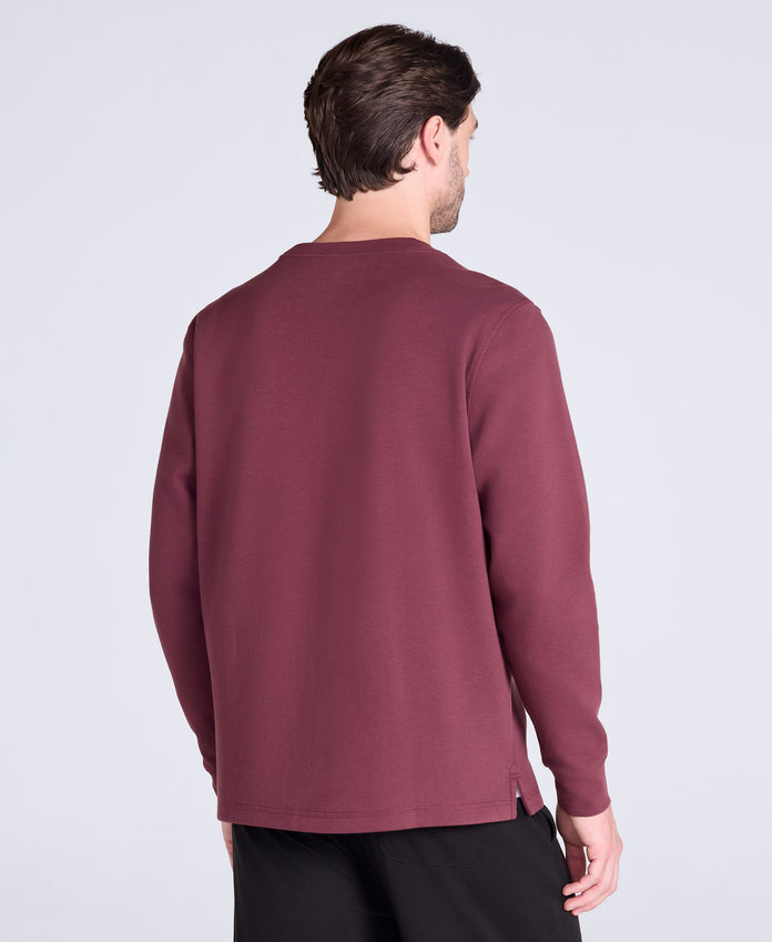 Jude Mens Travel Long Sleeve Crew - Dark Burgundy