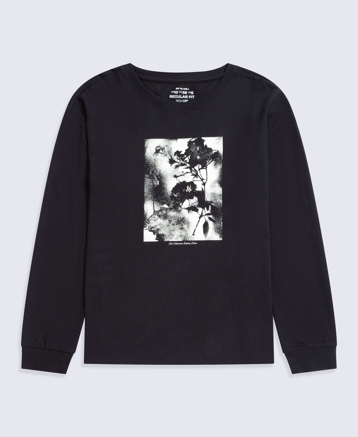 Tamsin Womens Long Sleeve Graphic T Shirt - Black