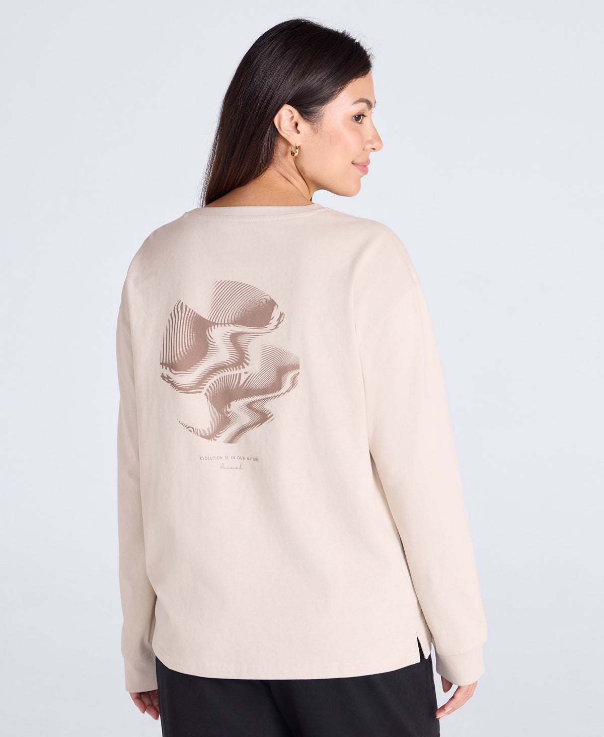 Tamsin Womens Long Sleeve Graphic T Shirt - Off White