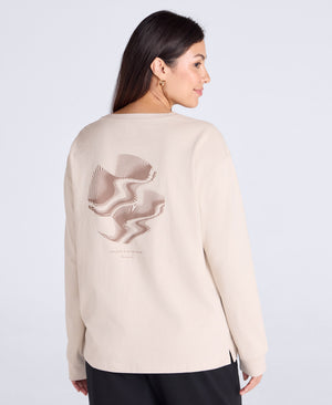Tamsin Womens Long Sleeve Graphic T Shirt - Off White