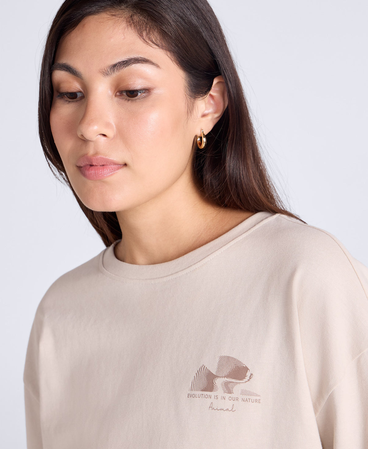 Tamsin Womens Long Sleeve Graphic T Shirt - Off White
