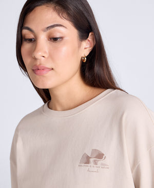 Tamsin Womens Long Sleeve Graphic T Shirt - Off White