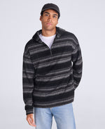 Ollie Men’s Half-Zip Stripe Hoodie - Black